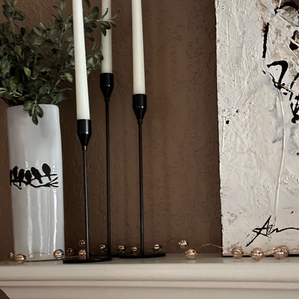 Black metal taper minimalist Candlesticks set of three